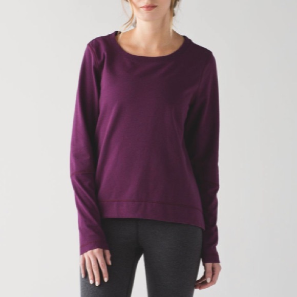 Lululemon Belle Long Sleeve Heathered Red Grape Small Purple Sweatshirt Pleated - Picture 7 of 9